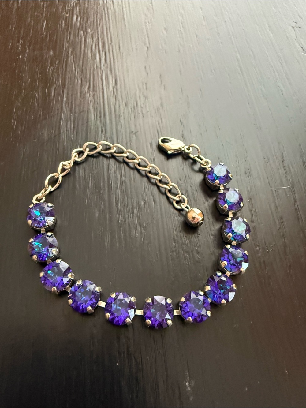 Blue-Purple Crystal Stones on Silver bracelet - Picture 3 of 3